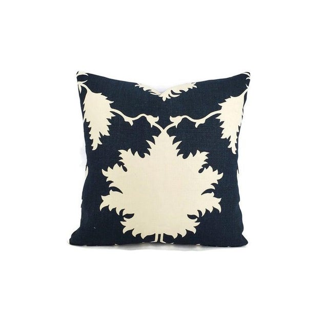 From F. Schumacher is Garden of Persia in the color Bleu Marine pillow cover. This pillow features different placements of...