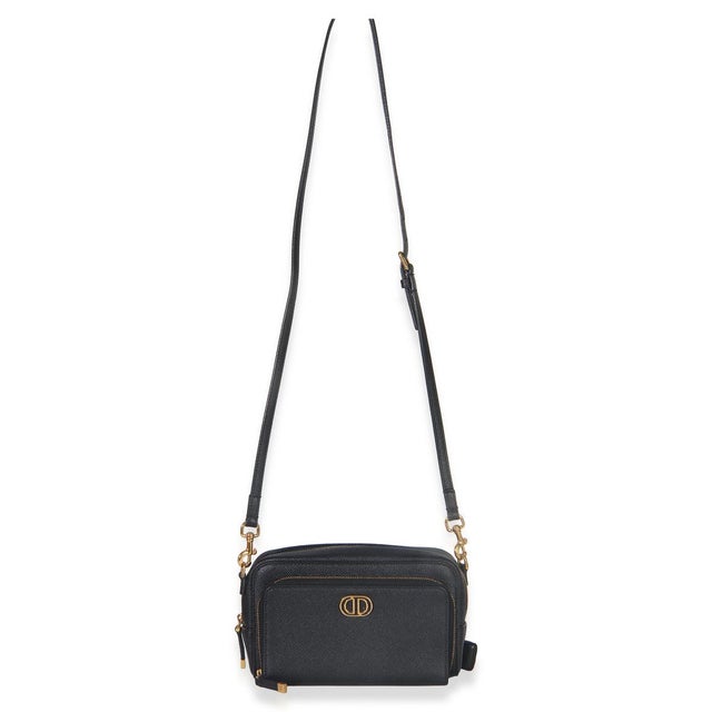 Black Black Grained Calfskin Caro Double Pouch For Sale - Image 8 of 9