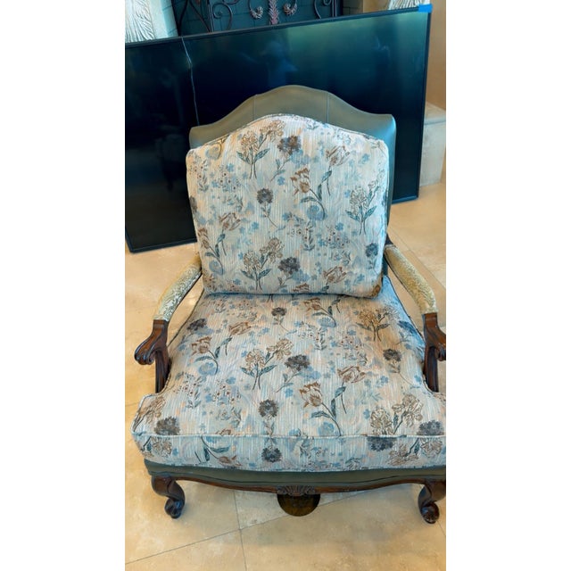 Ethan Allen Leather Upholstered Arm Chair For Sale - Image 10 of 12