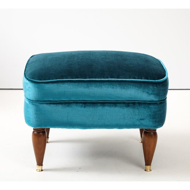 1940's Italian Petitte Slipper Chairs and Ottoman in Velvet Upholstery For Sale In New York - Image 6 of 12