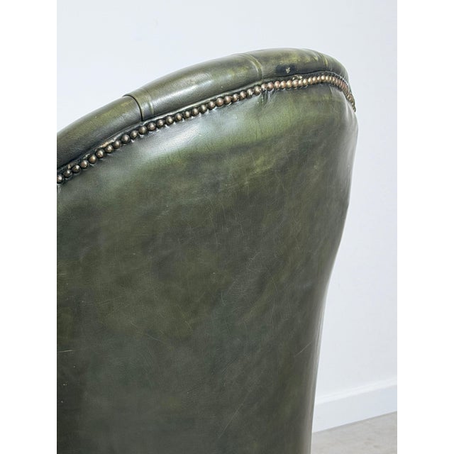 Chesterfield Director's Desk Chair in Green Leather For Sale - Image 9 of 10
