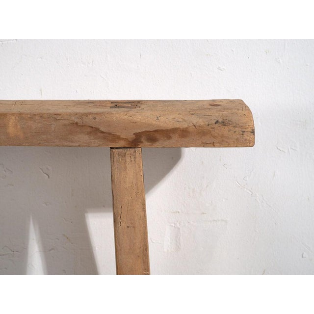 Wood Small Antique Wooden Bench For Sale - Image 7 of 9