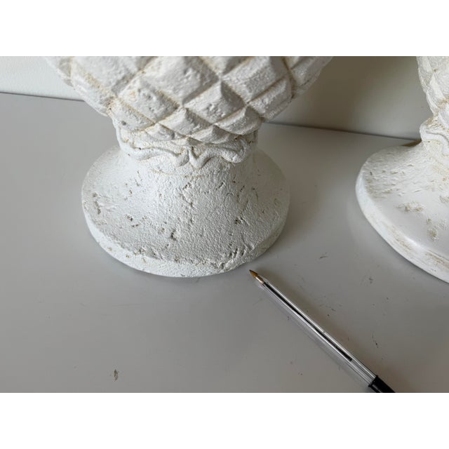 Vintage Coastal Plaster Pineapple Table Lamps – A Pair For Sale - Image 12 of 13