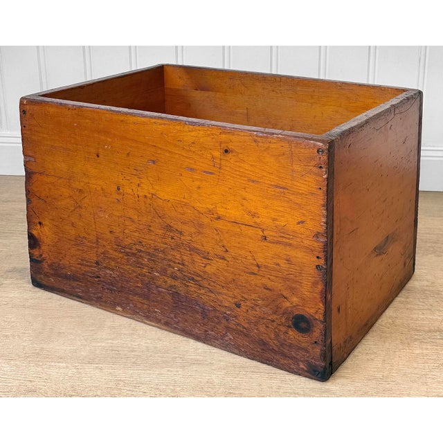 Farmhouse Antique Farmhouse Pine Open Top Wood Storage Box For Sale - Image 3 of 9