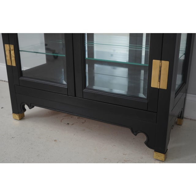 Black Ebonized Black Chinoiserie Style Curio Display Cabinet For Sale - Image 8 of 15