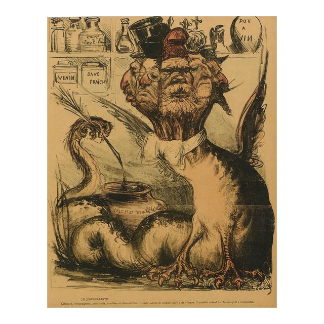 Le Journaliste - Original Chromolithograph - 1901/02 1901/02 For Sale