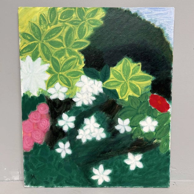 Makoto Igarashi, White and Red Flowers, 1980s, Oil on Canvas For Sale - Image 8 of 8