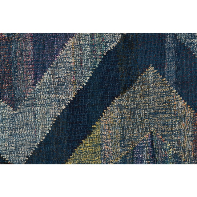 Modern Rug & Kilim's Modern Kilim Wool Blue Purple and Gray Chevron Pattern For Sale - Image 3 of 7