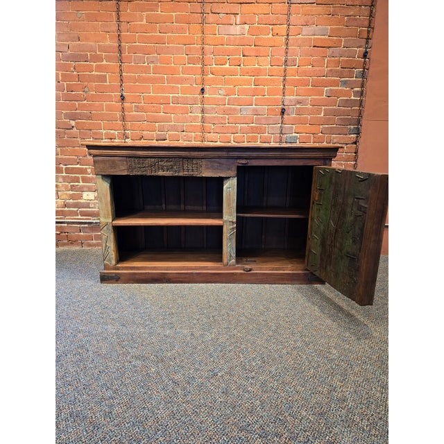 Farmhouse Artisan Carved Reclaimed Wood Sideboard For Sale - Image 3 of 8