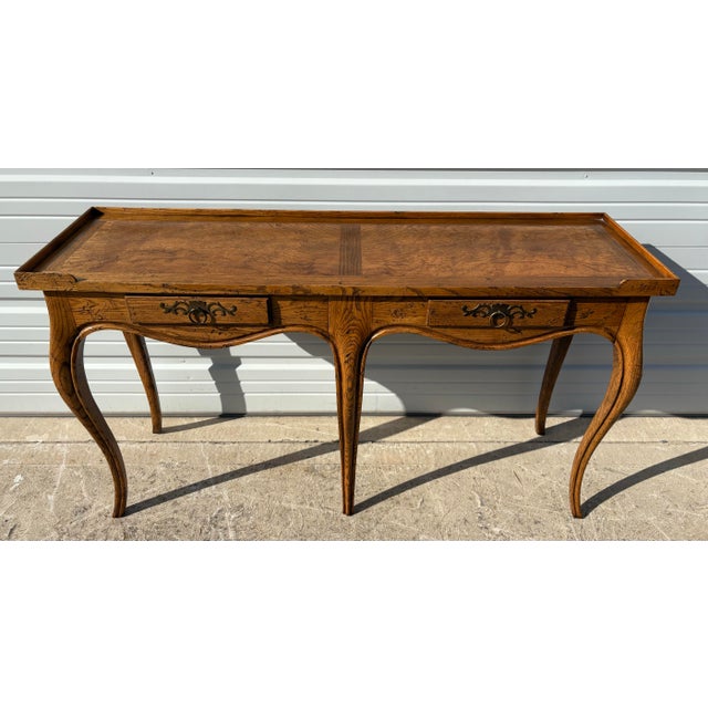 Baker Furniture Company Vintage Milling Rd. Baker Furniture Co. Two Drawer Hall / Sofa Table For Sale - Image 4 of 11