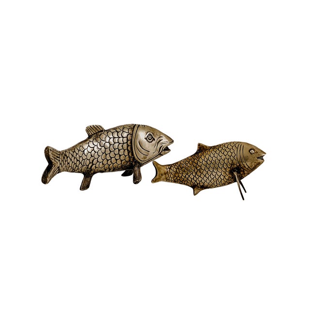 Mid-Century Modern Vintage Mid-Century Modern Brass Koi Fish Figurine Set For Sale - Image 3 of 16