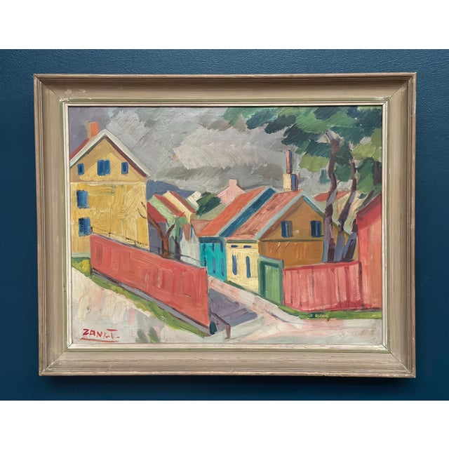 Gustaf Börtner Zandt, Houses and Trees, 1950s, Oil Painting on Canvas, Framed For Sale - Image 16 of 16