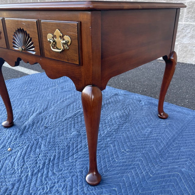 Wood 1970s Statton 50th Anniversary Collection Traditional Queen Anne Solid Cherry Square Side or End Table For Sale - Image 7 of 12