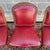 Baker Furniture Company Mid 20th Century Tacked Red Vinyl & Fruitwood French Louis XV Fauteuil Dining Chairs - Set of 3 For Sale - Image 4 of 17