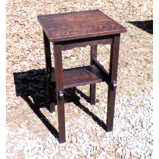Vintage Mission Oak Arts & Crafts Side Table Plant Stand End Table For Sale - Image 12 of 15