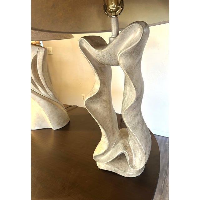 Sculpture Materials 1980's Jaro Style Biomorphic Post-Modern Freeform Ribbon Motif Table Lamps Pair For Sale - Image 7 of 17
