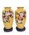 Yellow Vintage Japanese Akagi Shoten 7.25" Silver Wire Cloisonne Enamel Hibiscus Vases on Wooden Stands ~ a Pair For Sale - Image 8 of 10