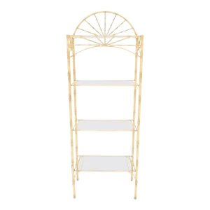 Faux Bamboo Arch Top Mid Century Modern Etagere Shaving Wall Unit Mid Century