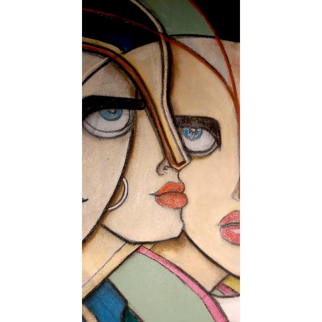 "Sisters Going Out" Mixed Media Figurative Painting by Samanatha Millington For Sale - Image 4 of 4