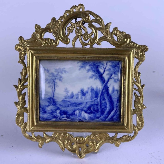 Enamel Plaques with Gilt Frames, Set of 2 For Sale - Image 4 of 8
