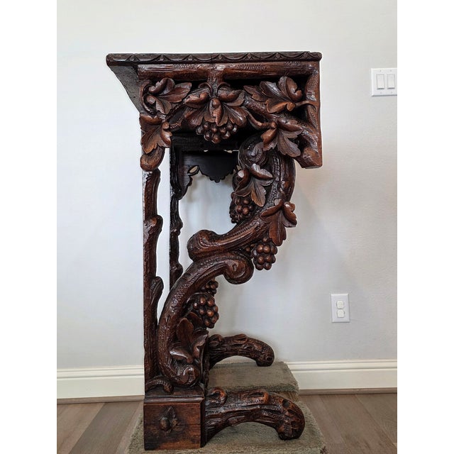 19th Century Rustic Black Forest Highly Carved Wooden Server Console Table For Sale - Image 15 of 18