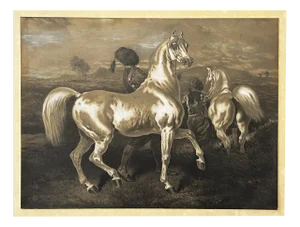 Charles Bargue after Alfred De Dreux, Horse, 1859, Pencil Drawing on Lithograph