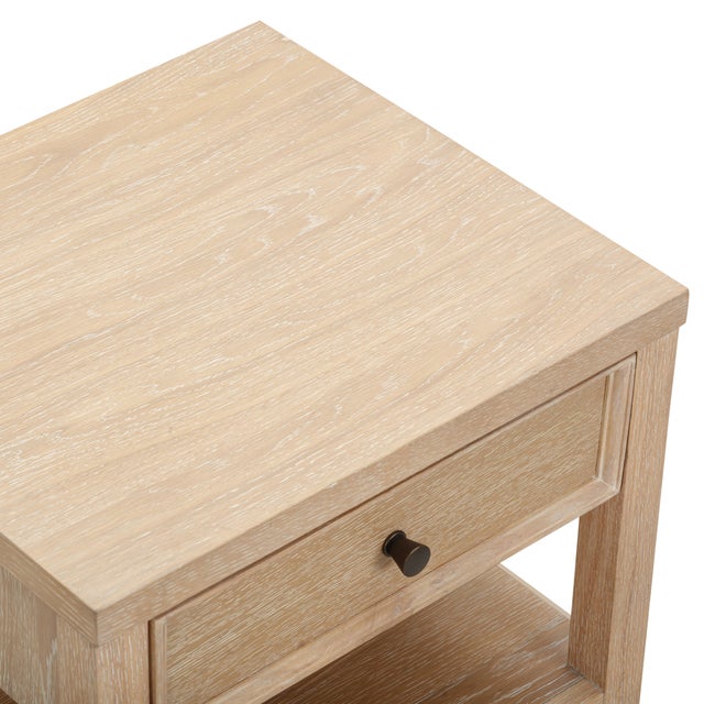 Bristol Park Whitewashed Oak Wood Open Nightstand For Sale - Image 9 of 9