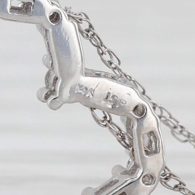 Modern 0.23ctw Diamond Open Heart Pendant Necklace 14k White Gold 18.25" Rope Chain For Sale - Image 3 of 6