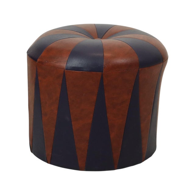 Vintage Round Pouf in Two-Tone Skai Sixties, 1960s For Sale - Image 6 of 12