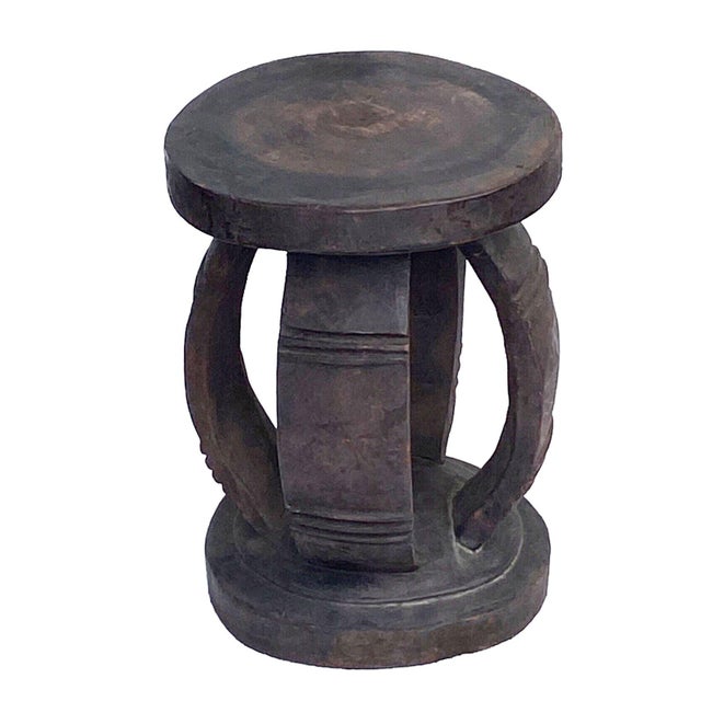 1980s Vintage Rustic Wood African Large Baga Stool Guinea-Bissau 15" H by 11"w For Sale - Image 5 of 6