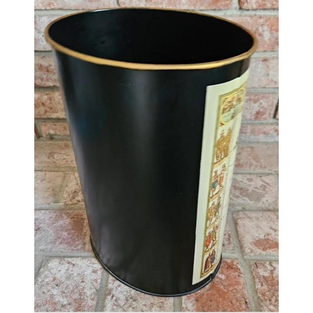 1980s Vintage Map of the Americas North and South America Black Metal Wastebasket Bin For Sale - Image 5 of 8