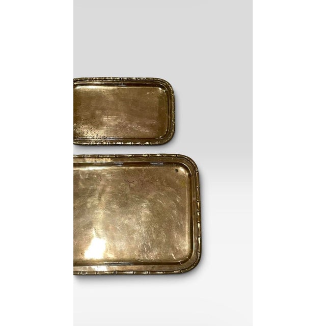 1959 Faux Bamboo Brass Tray Set From India For Sale - Image 4 of 5