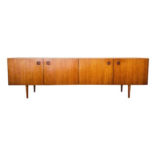 Scandinavian Teak Sideboard with 4 Doors and Tapered Legs, 1960s For Sale