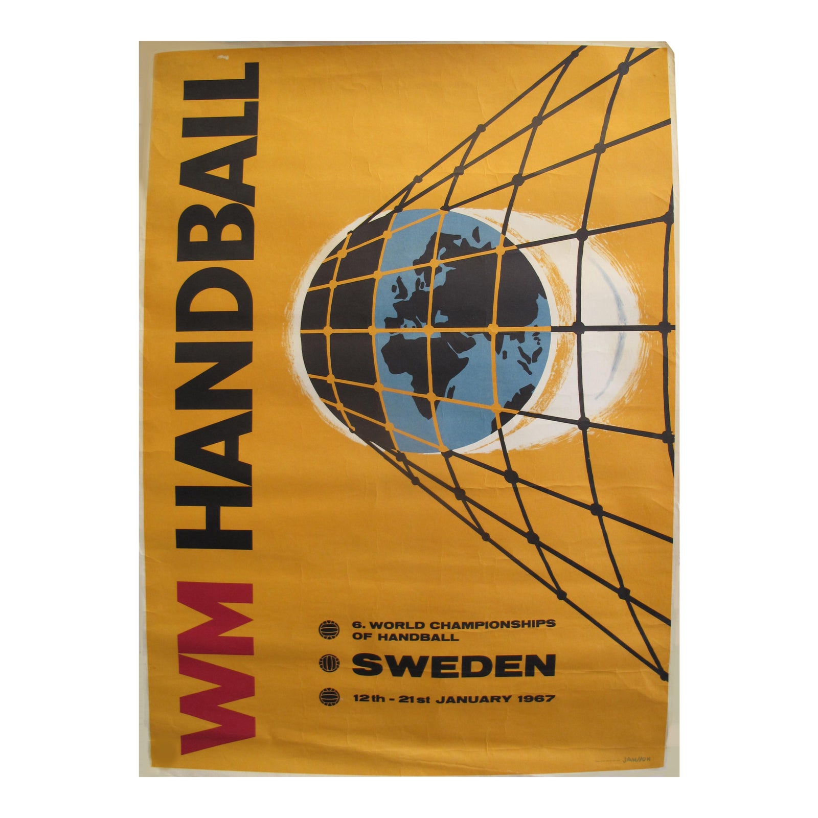 1967 World Men's Handball Championship Poster, Sweden Chairish