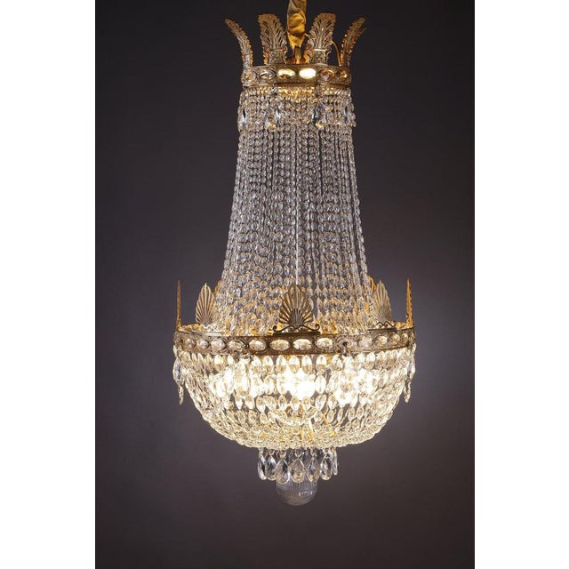 Metal Empire Style Balloon Chandelier with Pendants, 1870 For Sale - Image 7 of 18