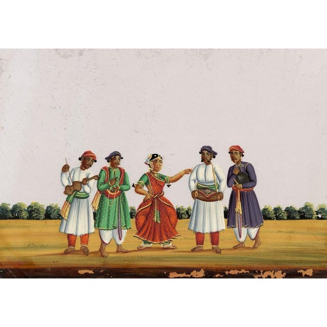 An original Indian Company School gouache painting c.1850 – Nautch Dancing Girl & Musicians.A fantastically vivid Indian...