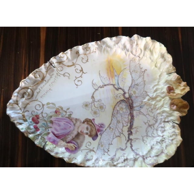 Ceramic Extraordinary Large 19th Century Porcelain Heart Shaped Wall Hanging or Centerpiece, Hand-Painted - By G. W. Turner, Tunstall, England For Sale - Image 7 of 11