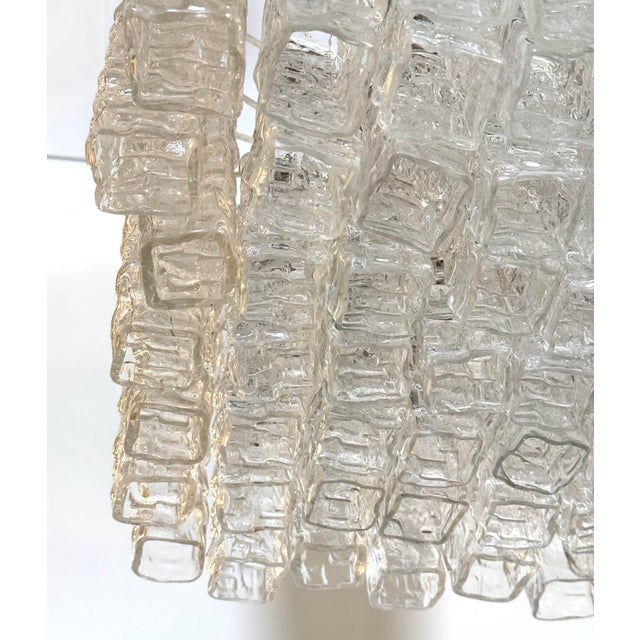 Mid 20th Century Handmade Hand Blown Glass Italian Square Pendant Light For Sale - Image 9 of 11