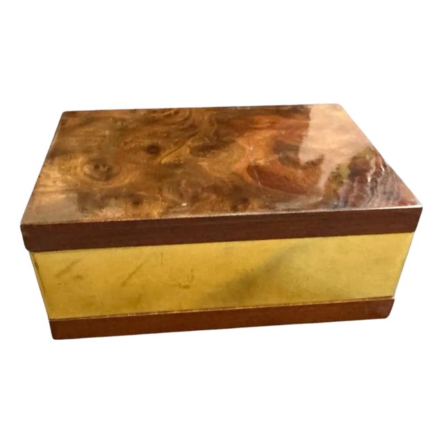 1970s Mid-Century Modern Walnut Root and Gilt Metal Italian Luxury Box For Sale