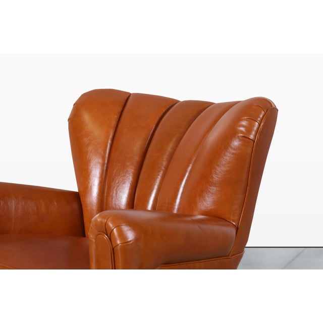 Sienna Scandinavian Art Deco Club Lounge Chairs in Cognac Leather, 1940s For Sale - Image 8 of 14