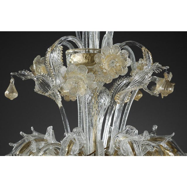 Large Murano Glass and Gold Chandelier For Sale - Image 10 of 18