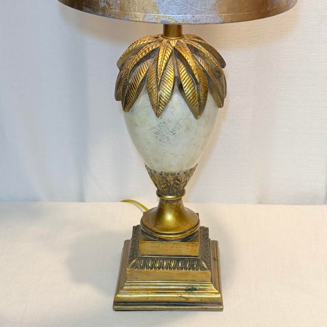 1990s Berman Palm Frond Lamp, Bespoke Gilded Shade, Newly Painted For Sale In Mobile - Image 6 of 16
