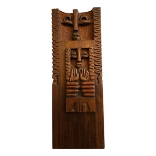 Modernist Wall Sculpture in Carved Wood, 1971 For Sale