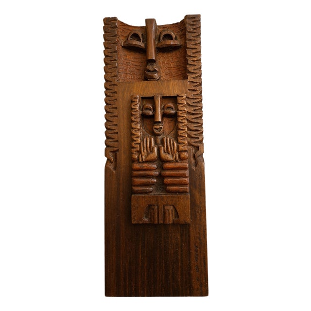Modernist Wall Sculpture in Carved Wood, 1971 For Sale
