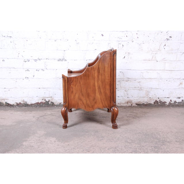 Baker Furniture French Provincial Walnut Magazine Rack or Record Holder
