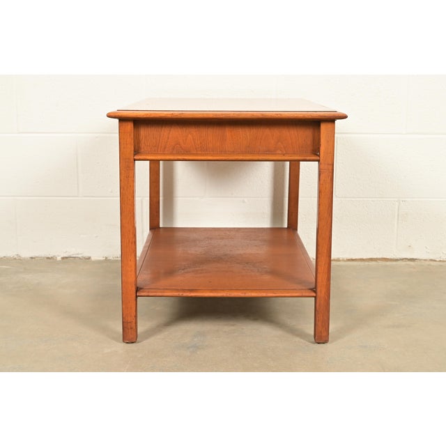 T. H. Robsjohn-Gibbings for Widdicomb Walnut Two-Tier Nightstand or Side Table, 1950s For Sale - Image 12 of 13