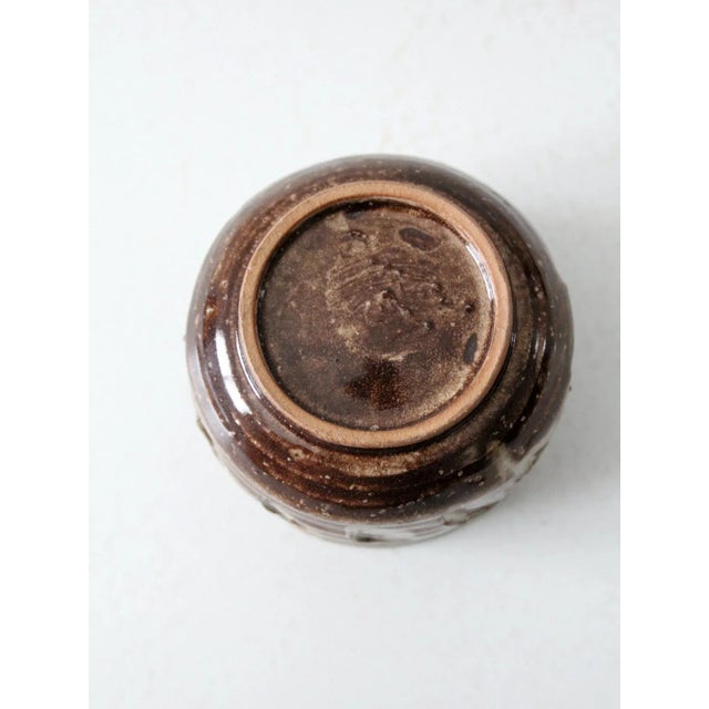 Brown Vintage Studio Pottery Bowl For Sale - Image 8 of 9