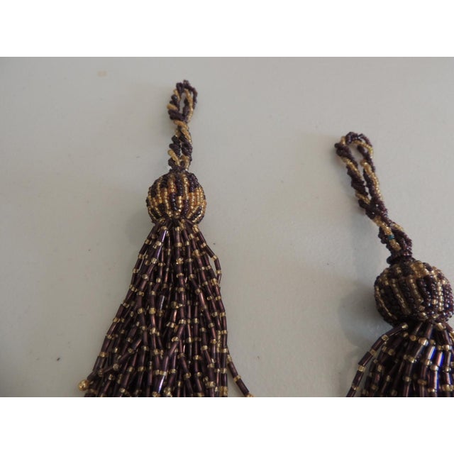 Gold & Brown Glass Beads Small Key Tassels - Set of 2 Size: 7.5"L x 1.5"D