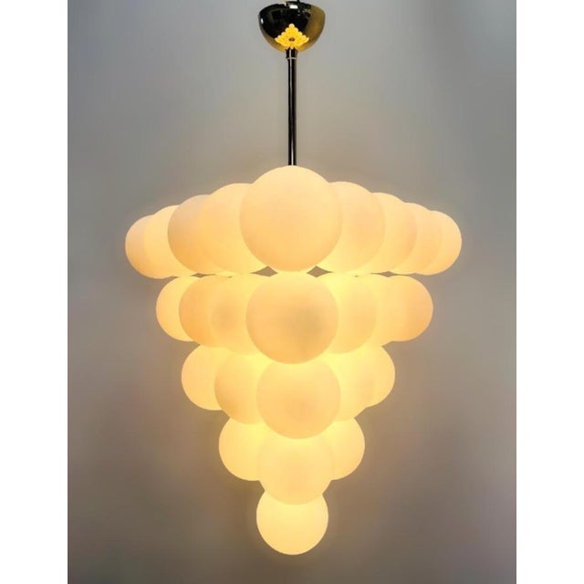 Italian 21st Century Italian Grappolo Polished Brass Matte White Murano Glass Chandelier by Fabio LTD For Sale - Image 3 of 6
