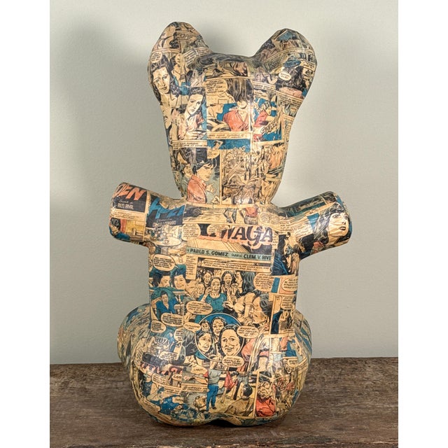 Vintage Filipino Comic Paper Mache Bear Piñata Folk Art Sculpture For Sale In Providence - Image 6 of 8